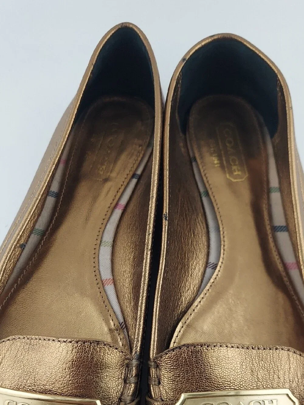 COACH Metallic Gold Leather Driving Moccasins Size 9 B